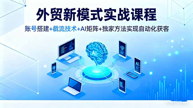 外贸新模式实战课程，账号搭建+截流技术+AI矩阵+独家方法实现自动化获客-智云网