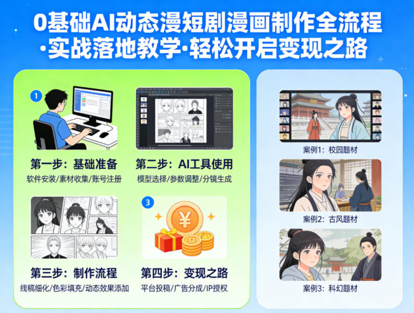 0基础AI动态漫短剧漫画制作全流程，实战落地教学，轻松开启变现之路-智云网