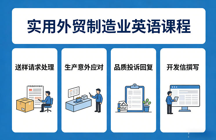 实用外贸制造业英语课程，教你专业处理送样请求、应对生产意外、回复品质投诉、撰写开发信等-智云网