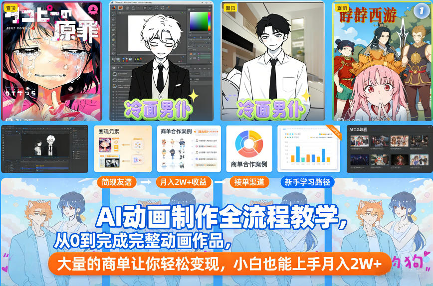 AI动画制作全流程教学，从0到完成完整动画作品，大量的商单让你轻松变现，小白也能上手月入2W+-智云网