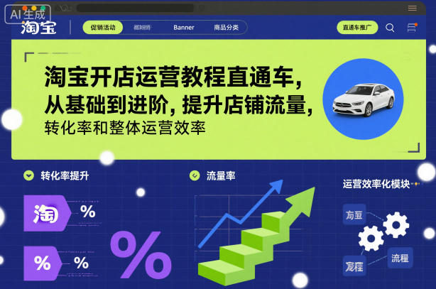 淘宝开店运营教程直通车，从基础到进阶，提升店铺流量，转化率和整体运营效率(更新26年4月10日)-智云网