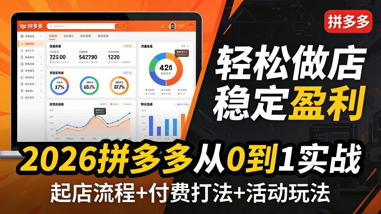 2026拼多多从0到1实战-4月更新：最新起店流程+付费打法+活动玩法，轻松做店稳定盈利-智云网