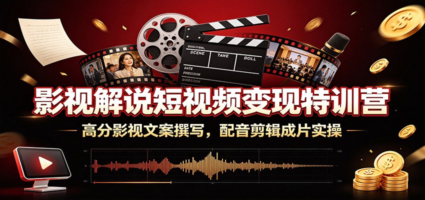 影视解说短视频变现特训营：高分影视文案撰写，配音剪辑成片实操-智云网