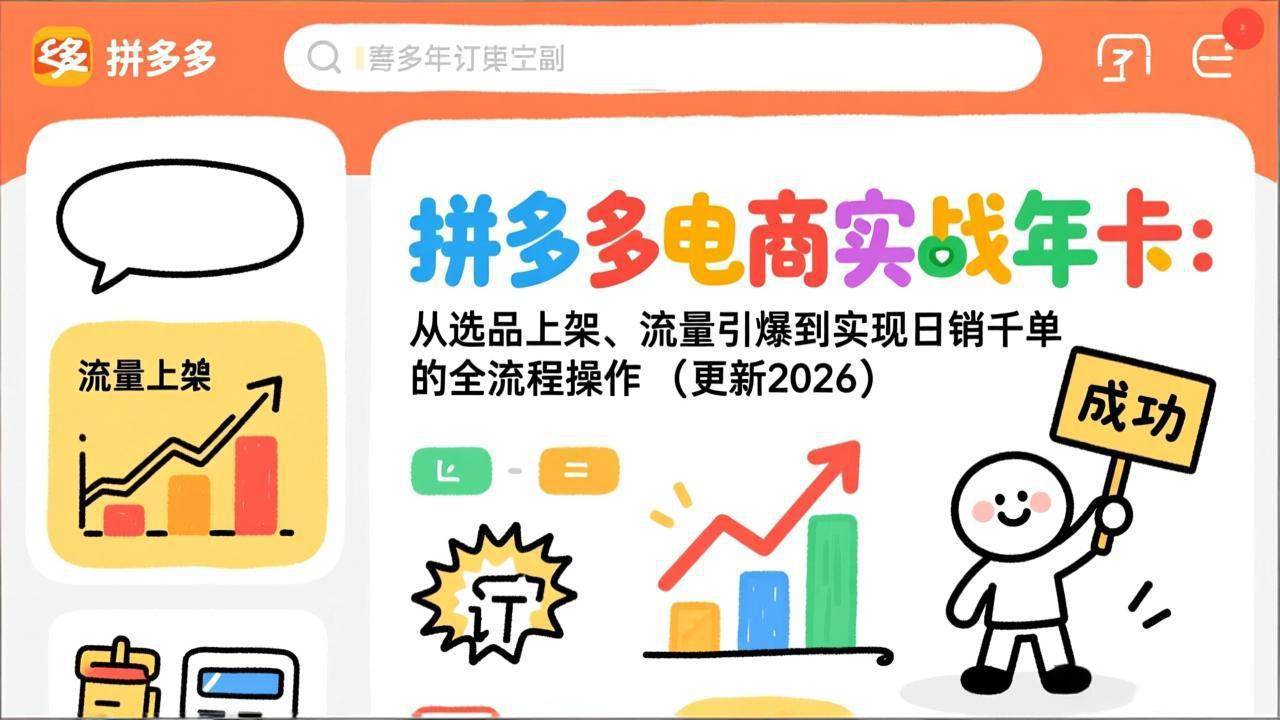 （19839期）拼多多电商实战年卡：从选品上架、流量引爆到实现日销千单的全流程操作（更新2026年8月）-智云网
