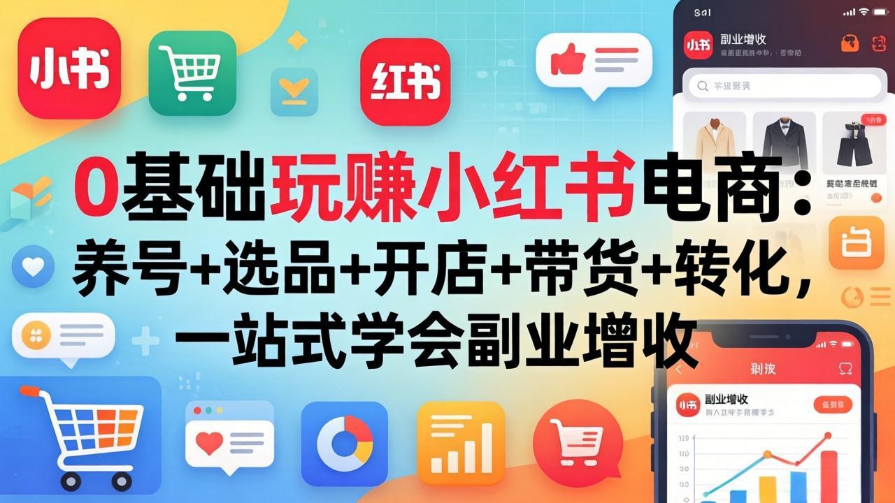 0基础玩赚小红书电商：养号+选品+开店+带货+转化，一站式学会副业增收-智云网