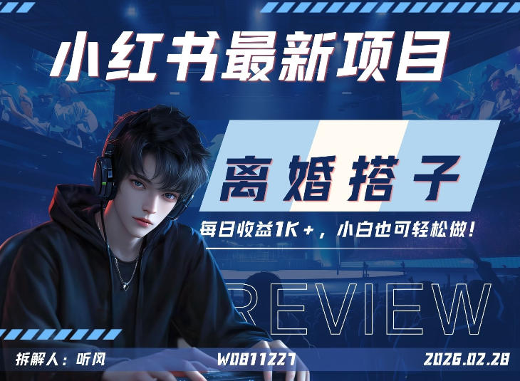 小红书项目—离婚搭子！小众但是热门的赛道，每天稳定1K，新手小白也好做！-智云网
