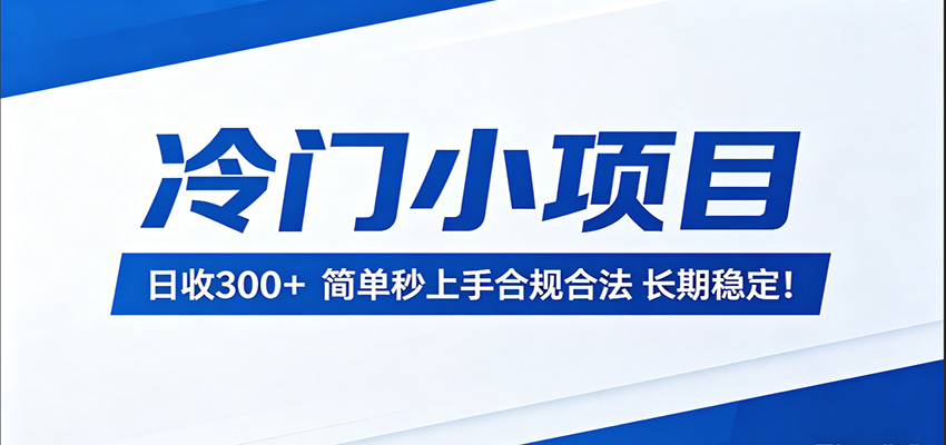 冷门小项目，日收300＋，简单秒上手合规合法，长期稳定！-智云网