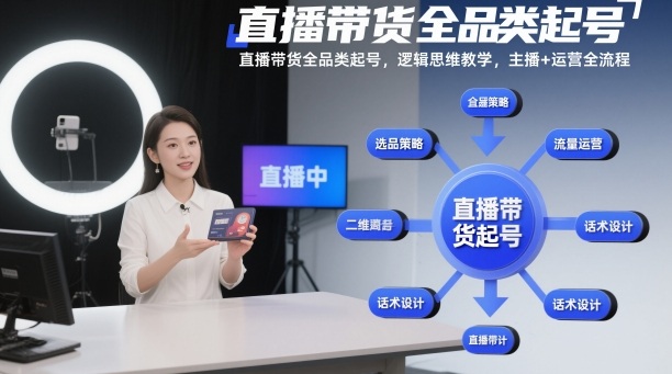 直播带货全品类起号，逻辑思维教学，主播+运营全流程-智云网