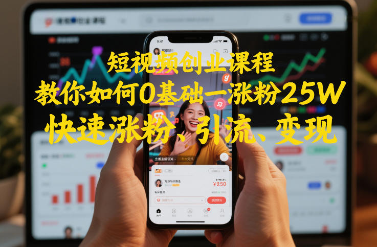 短视频创业课程，教你如何0基础一天涨粉25W，快速涨粉、引流、变现-智云网