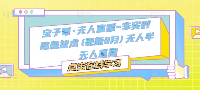 宝子哥·无人直播-非实时防风技术(更新25年12月)无人半无人直播-智云网