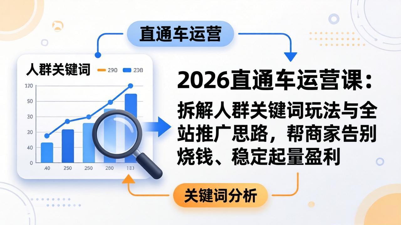 2026直通车运营课：拆解人群关键词玩法与全站推广思路，帮商家告别烧钱、稳定起量盈利-智云网
