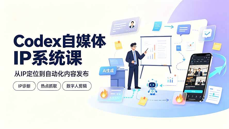 （19258期）Codex自媒体IP系统课：IP诊断/热点抓取/IP蒸馏 Skill，爆款复刻数字人多平台自动发布教程-智云网