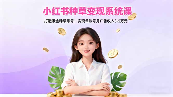 小红书种草变现系统课：打造吸金种草账号，实现单账号月广告收入3-5万元-智云网