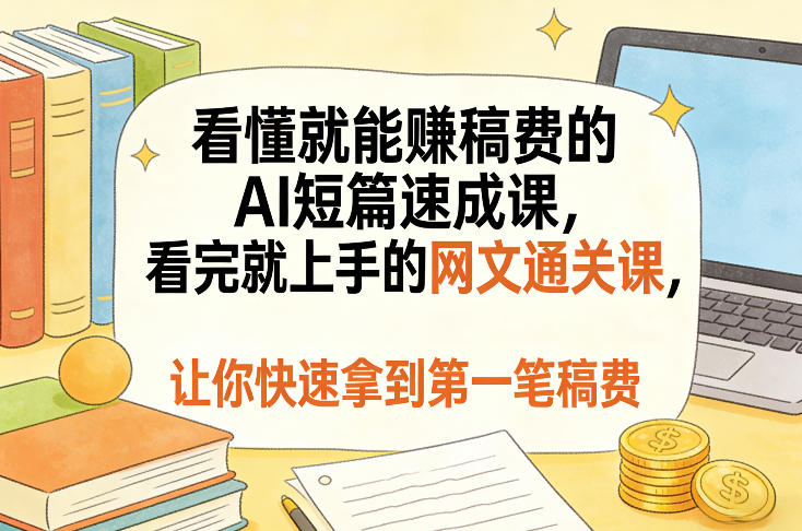看懂就能賺稿费的AI短篇速成课，看完就上手的网文通关课，让你快速拿到第一笔稿费（更新8月）-智云网