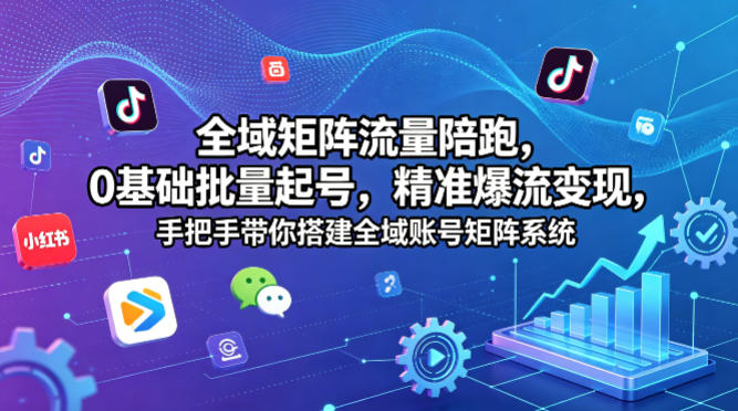 全域矩阵流量陪跑，0基础批量起号，精准爆流变现，手把手带你搭建全域账号矩阵系统-智云网