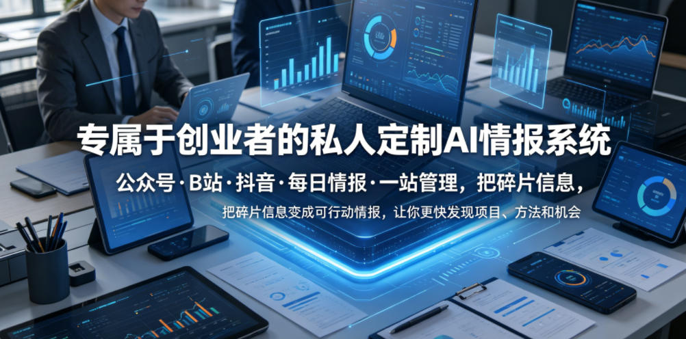 专属于创业者的私人定制AI情报系统，公众号·B站·抖音·每日情报·一站管理，把碎片信息变成可行动情报，让你更快发现项目、方法和机会-智云网