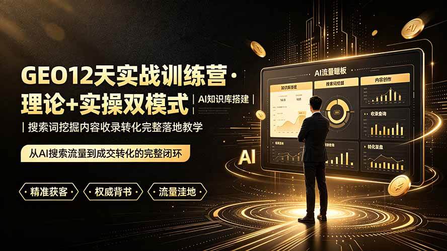 （19277期）GEO12天实战训练营·理论+实操双模式｜AI知识库搭建｜搜索词挖掘内容收录转化完整落地教学-智云网
