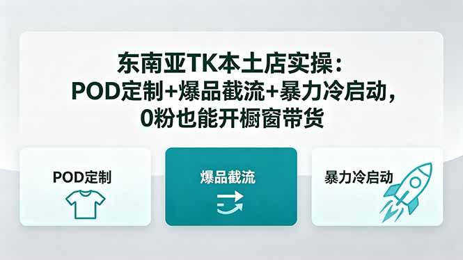 （18488期）东南亚TK本土店实操-5月更新：POD定制+爆品截流+暴力冷启动，0粉也能开橱窗带货-智云网