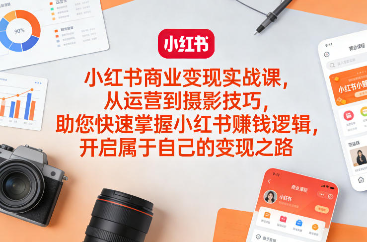 小红书商业变现实战课，从运营到摄影技巧，助您快速掌握小红书賺钱逻辑，开启属于自己的变现之路-智云网