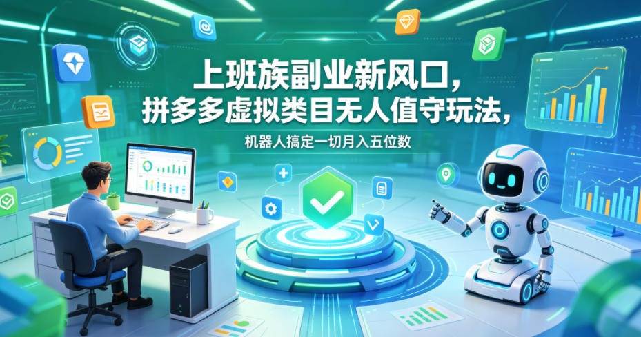 上班族副业新风口，拼多多虚拟类目无人值守玩法，机器人搞定一切月入五位数【揭秘】-智云网