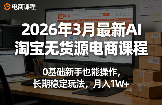 2026年3月最新AI淘宝无货源电商课程，0基础新手也能操作，长期稳定玩法，月入1W+(更新0410)-智云网