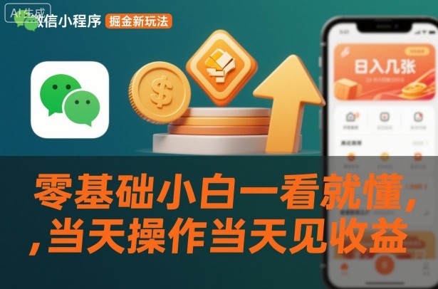 微信小程序掘金新玩法，日入几张，零基础小白一看就懂，当天操作当天见收益【揭秘】-智云网