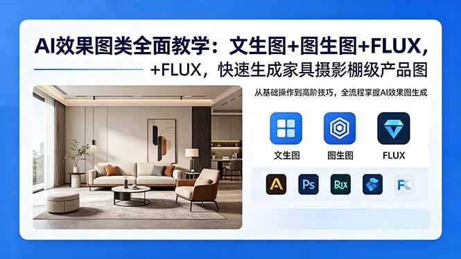 AI效果图类全面教学：文生图+图生图+FLUX，快速生成家具摄影棚级产品图-智云网