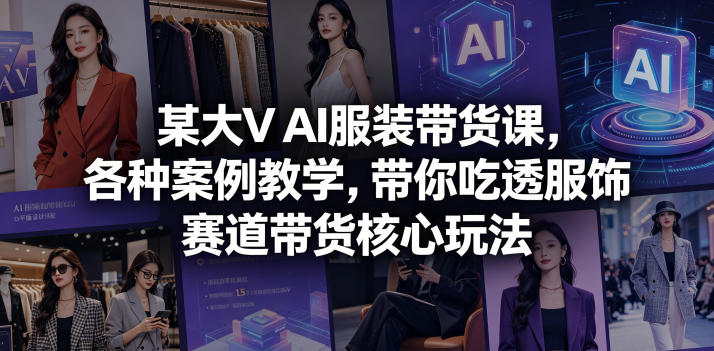 某大V AI服装带货课，各种案例教学，带你吃透服饰赛道带货核心玩法-智云网