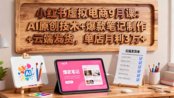 小红书虚拟电商9月课：AI原创技术+爆款笔记制作+云端发货，单店月利3万+-智云网