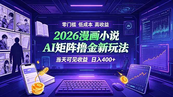 （19219期）爆款小说漫画大阅读 ai矩阵操作 当天可见收益 日入400+ 零门槛 高收益-智云网