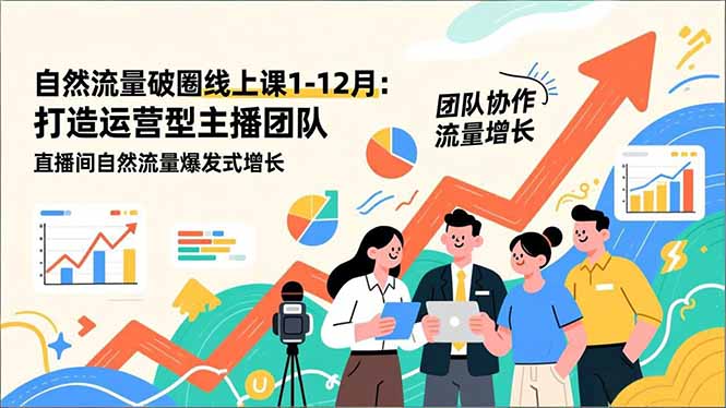 自然流量破圈线上课1-12月：打造运营型主播团队 直播间自然流量爆发式增长-智云网