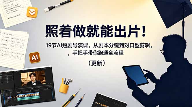 照着做就能出片！19节AI短剧导演课，从剧本分镜到对口型剪辑，手把手带你跑通全流程(更新-智云网