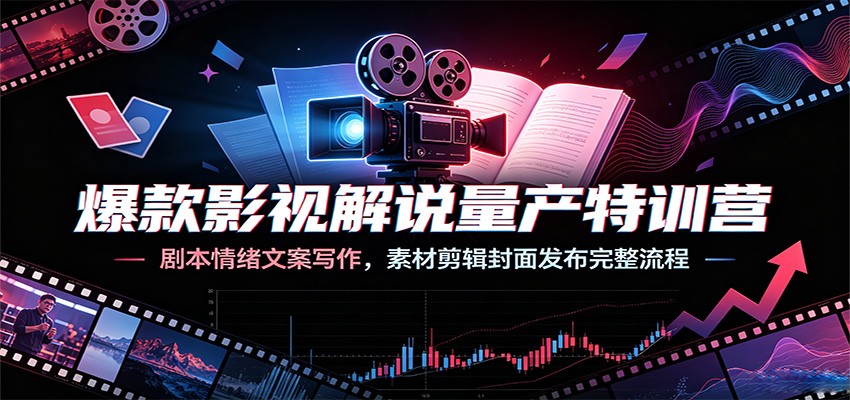 爆款影视解说量产特训营：剧本情绪文案写作，素材剪辑封面发布完整流程-智云网