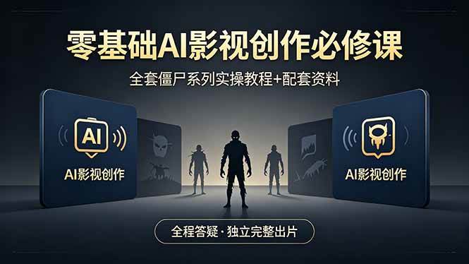 （18185期）零基础AI影视创作必修课，全套僵尸系列实操教程加配套资料，全程答疑带你独立完整出片-智云网