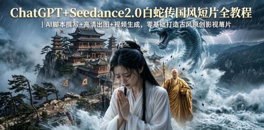 ChatGPT+Seedance2.0白蛇传国风短片全教程｜AI脚本撰写+高清出图+视频生成，零基础打造古风原创影视短片-智云网