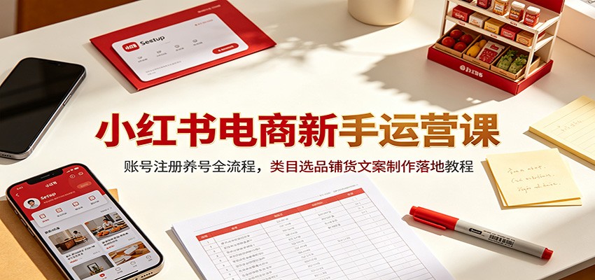 小红书电商新手运营课：账号注册养号全流程，类目选品铺货文案制作落地教程-智云网