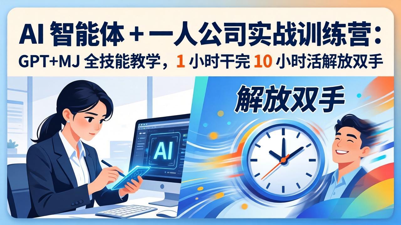 AI 智能体 + 一人公司实战训练营：GPT+MJ 全技能教学，1 小时干完 10 小时活解放双手-智云网