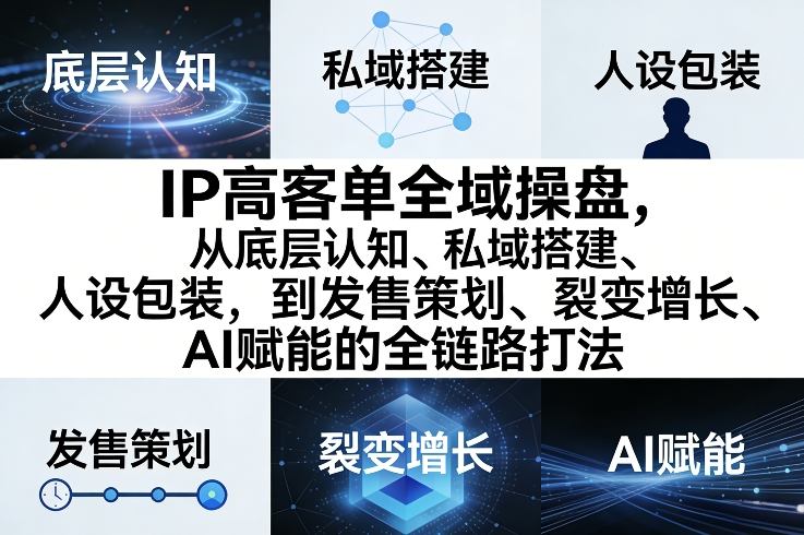 IP高客单全域操盘，从底层认知、私域搭建、人设包装，到发售策划、裂变增长、AI赋能的全链路打法-智云网