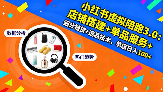 小红书虚拟陪跑3.0：店铺搭建+单品服务+细分铺货+选品技术，单店日入100+-智云网