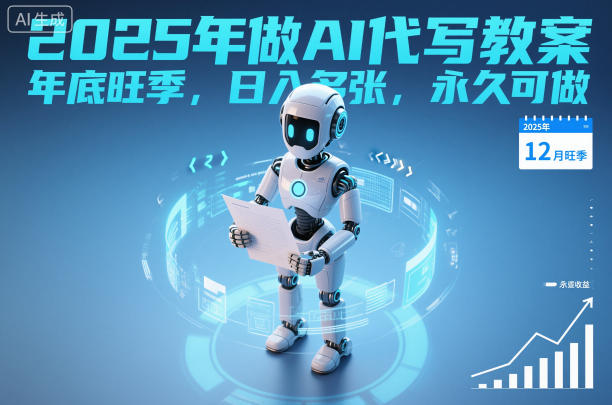 2025年做AI代写教案，年底旺季，日入多张，永久可做-智云网