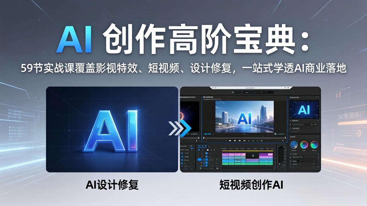 AI 创作高阶宝典：59节实战课覆盖影视特效、短视频、设计修复，一站式学透AI商业落地-智云网