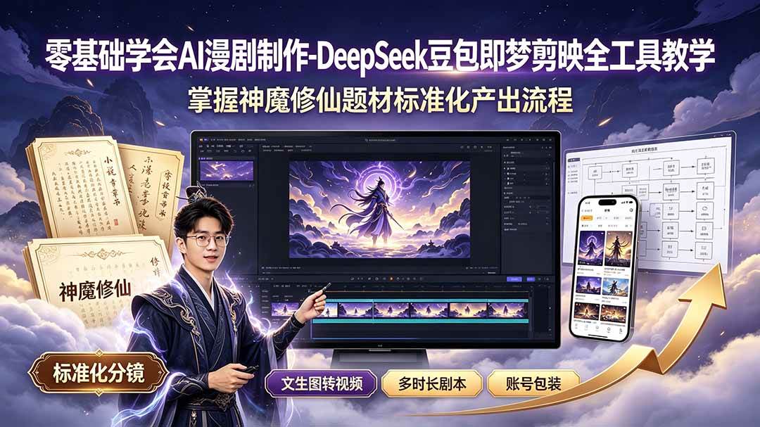 （19263期）零基础学会AI漫剧制作-DeepSeek豆包即梦剪映全工具教学，掌握神魔修仙题材标准化产出流程-智云网