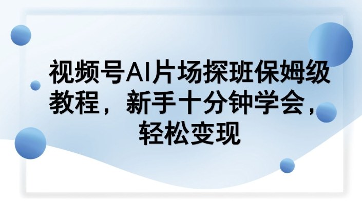 视频号AI片场探班保姆级教程，新手十分钟学会，轻松变现-智云网