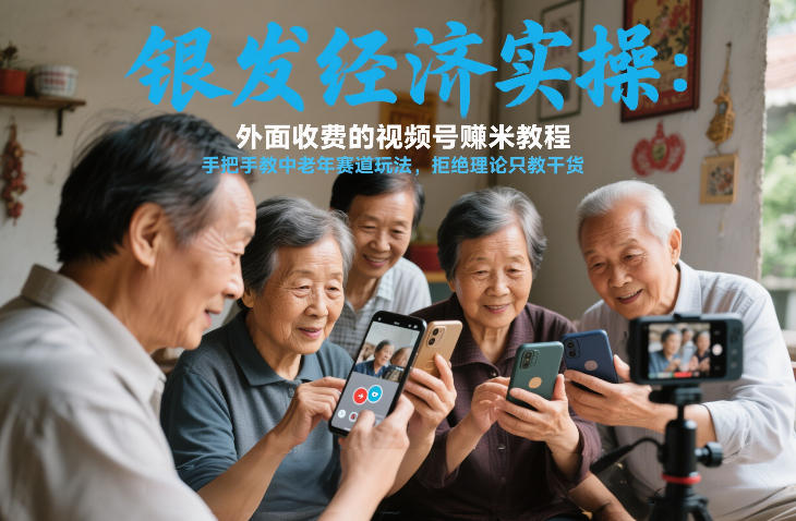 银发经济实操：外面收费的视频号賺米教程，手把手教中老年赛道玩法，拒绝理论只教干货-智云网