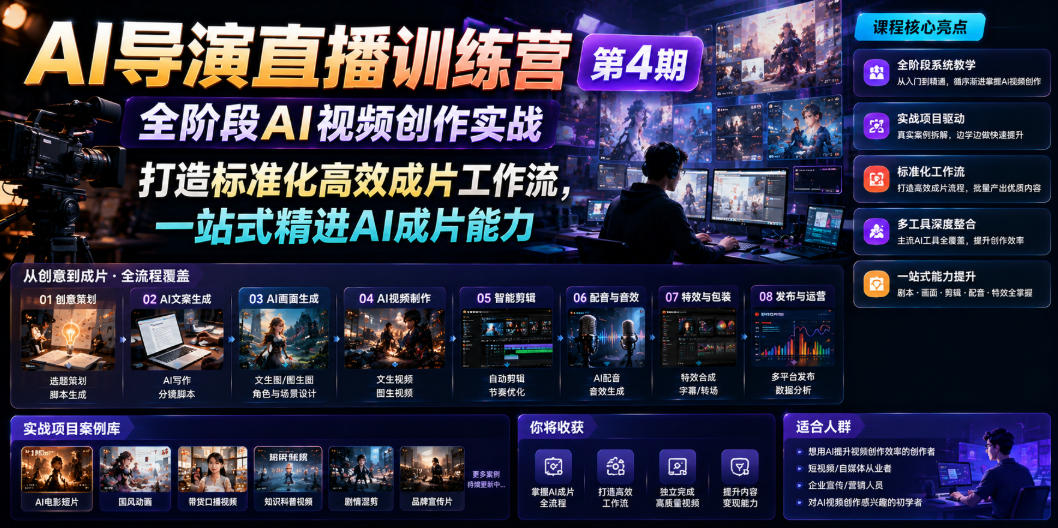 AI导演直播训练营第4期｜全阶段AI视频创作实战，打造标准化高效成片工作流，一站式精进AI成片能力-智云网