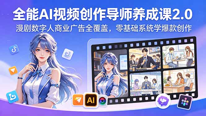 全能AI视频创作导师养成课2.0，漫剧数字人商业广告全覆盖，零基础系统学爆款创作-智云网