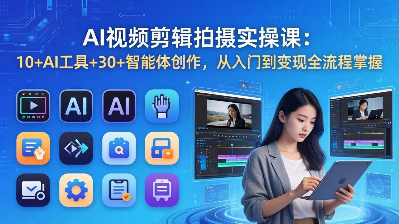 （17818期）AI 视频剪辑拍摄实操课：10+AI工具+30+智能体创作，从入门到变现全流程掌握-智云网