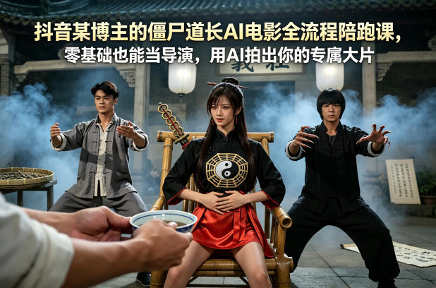 抖音某博主的僵尸道长AI电影全流程陪跑课，零基础也能当导演，用AI拍出你的专属大片-智云网