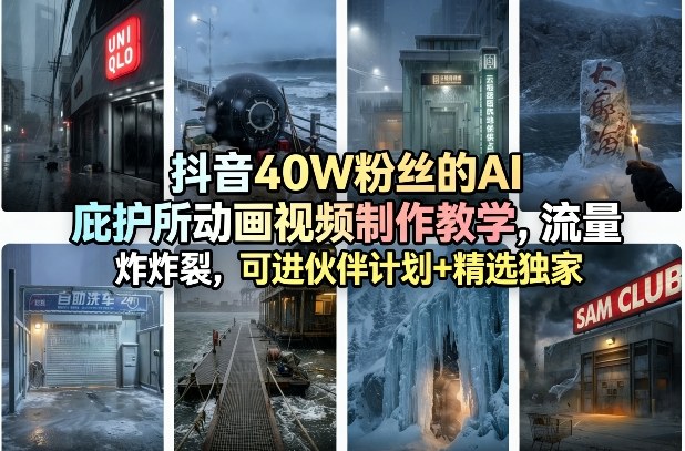 抖音40W粉丝的AI庇护所动画视频制作教学，流量炸裂，可进伙伴计划+精选独家-智云网