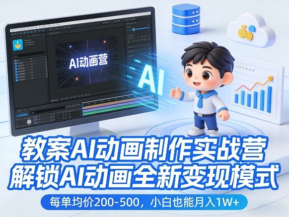 教案AI动画制作实战营，解锁AI动画全新变现模式，每单均价200-500，小白也能月入1W+-智云网